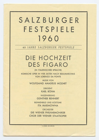 [Salzburg Festival] Group of 1960 Salzburg Festival Programs