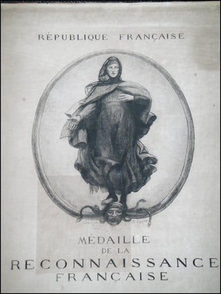 [Belle Époque] Bernhardt, Sarah. (1844-1923) Engraved 1920 Diploma from the Médaille de la Reconnaissance Française