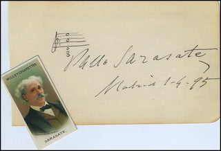 Sarasate, Pablo de. (1844–1908) Autograph Musical Quotation and Cigarette Card