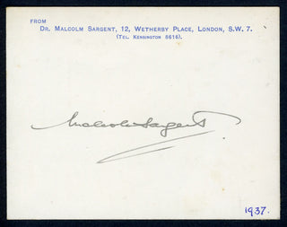 Sargent, Malcolm. (1895-1967) Autograph Signature on his Visiting Card