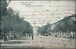 Sarasate, Pablo de. (1844–1908) Autograph Signed Note on Postcard of Pamplona's "Boulevard de Sarasate"