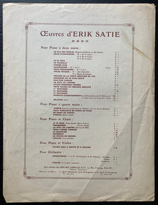 Satie, Erik. (1866-1925) "Le Chapelier" from Trois Melodies.