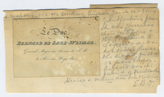 [Saxe-Weimar-Eisenach, Bernhard de. (1792–1862)] Visiting Card