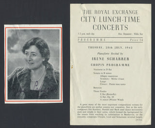 Scharrer, Irene. (1888–1971) Signed Halftone Photograph with Concert Program