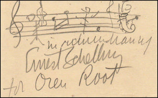 Schelling, Ernest. (1876 - 1939) Autograph Musical Quotation and Drawing