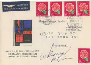 Scherchen, Hermann. (1891–1966) [Perle, George. (1915–2009)] Signed Postcard with Holiday Wishes to George Perle