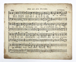 Schiller, Johann Christoph Friedrich von. (1759 - 1805) Schillers Ode an die Freude. In Music gesetzt von Anonymus, Christmann, J.C. Müller, C.F. Schulz, W. Schulz, Seidel, Reichardt, Rellstab, Zelter...