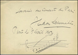 Schmedes, Hakon. (1877 - 1938) Autograph Musical Quotation