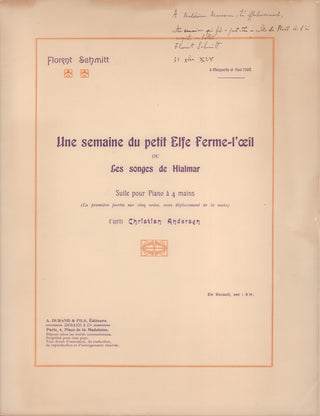 Schmitt, Florent. (1870–1958) Important Collection of Biographical Material and Ephemera, including an Autograph Musical Manuscript, Letters, Photographs, and drafts for an important Biography of the Composer