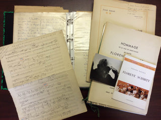 Schmitt, Florent. (1870–1958) Important Collection of Biographical Material and Ephemera, including an Autograph Musical Manuscript, Letters, Photographs, and drafts for an important Biography of the Composer