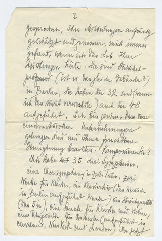 Schnabel, Artur. (1882–1951) & Schnabel, Therese, née Behr. (1876–1959) Collection of Autograph Letters to Hans-Erich Riebensahm