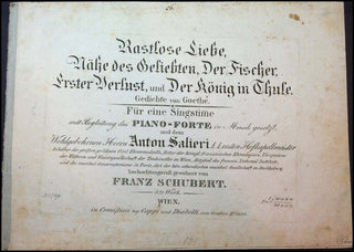 Schubert, Franz. (1797–1828) Lieder nach Gedichten von Goethe, op. 5 - SIGNED