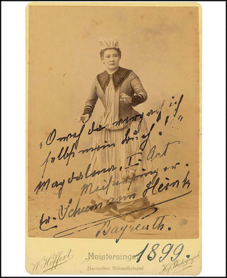 [Wagner, Richard. (1813–1883)] [WAGNERIAN SINGERS] Schumann-Heink, Ernestine. (1861–1936) Signed Cabinet Photograph in "Meistersinger"