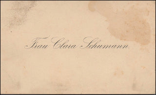 Schumann, Clara. (1819–1896) Original Printed Calling Card