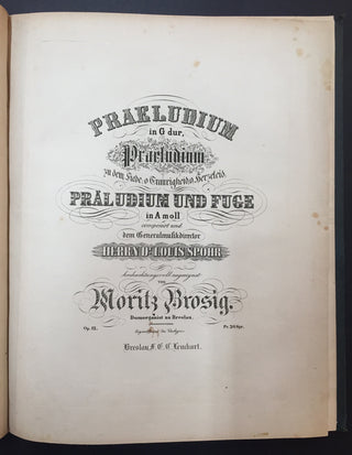 Schumann, Robert. (1810–1856) [Radecke, Robert. (1830–1911)] "Sechs Fugen über den Namen BACH" - SIGNED PRESENTATION SCORE in Sammelband of Organ Works