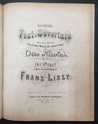 Schumann, Robert. (1810–1856) [Radecke, Robert. (1830–1911)] "Sechs Fugen über den Namen BACH" - SIGNED PRESENTATION SCORE in Sammelband of Organ Works