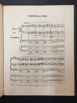 Schumann, Robert. (1810–1856) [Radecke, Robert. (1830–1911)] "Sechs Fugen über den Namen BACH" - SIGNED PRESENTATION SCORE in Sammelband of Organ Works