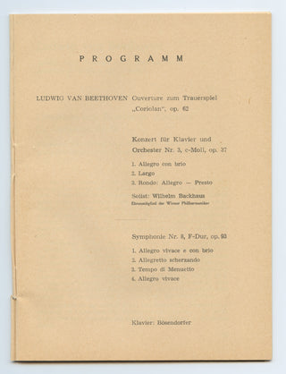 Schuricht, Carl. (1880–1967) Signed Program