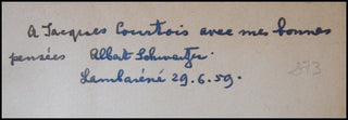 Schweitzer, Albert. (1875-1965) "A l&apos;orée de la forêt vierge," SIGNED