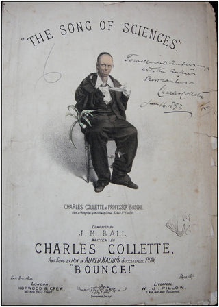 [Science] Collete, Charles. (1842-1924) "The Song of Sciences," SIGNED with Manuscript song