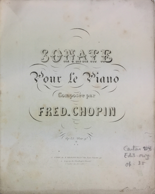 [Cortot, Alfred. (1877–1962)] Chopin, Frédéric. (1810–1849) Sonate pour le Piano [...] op. 35 - From the Collection of Alfred Cortot