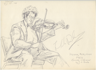 Perlman, Itzhak. (b. 1945)  [Krishizki, George. (1924–2001)] Signed Drawing