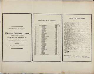 Lincoln, Abraham. (1809 - 1865) "Special Funeral Train" 1865 Timetable