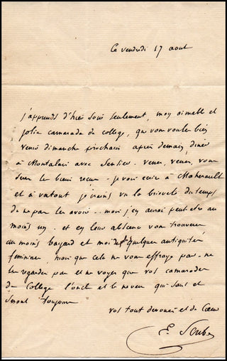 Scribe, Eugene.  (1791-1861) Autograph Letter and Manuscript