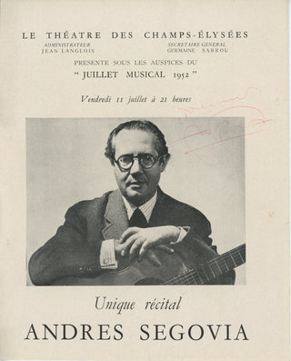 Segovia, Andrés. (1893–1987) Signed Program