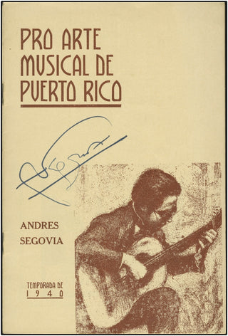 Segovia, Andrés. (1893–1987) Signed Program, 1940.