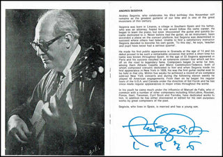 Segovia, Andrés. (1893–1987) Signed Program