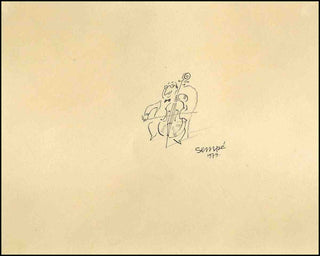 [Literature & Art] Sempé, Jean-Jacques. (b. 1932) Violoncelliste - ORIGINAL DRAWING