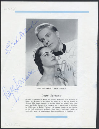 Serrano, Lupe. (b. 1930) & Bruhn, Erik. (1928–1986) Signed Program Photograph