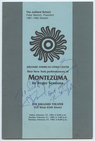 Sessions, Roger. (1896–1985) Montezuma - Signed Program