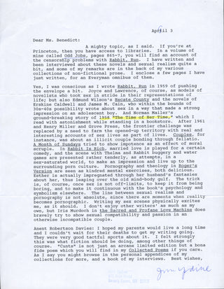 [SEX] Salter, James. (1925–2015) & Updike, John. (1932–2009) & Shields, Carol. (1935–2003) & Hollinghurst, Alan. (b. 1954) Writing about Sex - Five Letters from Contemporary Novelists