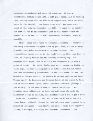 [SEX] Salter, James. (1925–2015) & Updike, John. (1932–2009) & Shields, Carol. (1935–2003) & Hollinghurst, Alan. (b. 1954) Writing about Sex - Five Letters from Contemporary Novelists