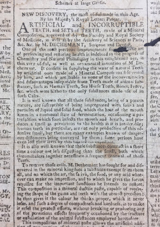 [Shakespeare, William. (1564–1616)] Kemble, John Philip. (1757–1823) Henry V at the Theatre Royal Haymarket - 1793 Front Page of the Times of London