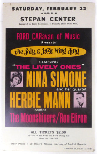 Simone, Nina. (1933–2003) & Mann, Herbie. (1930–2003) Original 1964 Concert Poster