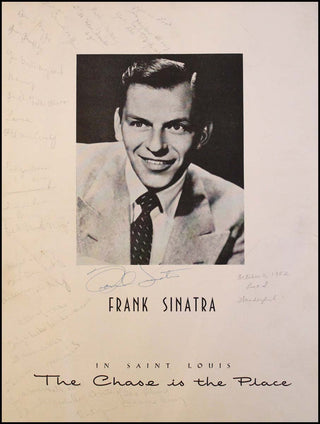 Sinatra, Frank. (1915–1998) Signed Photograph on Large Menu