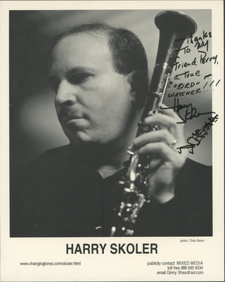 Skoler, Harry.  (b. 1956) Signed Photograph with Drawing of Clarinet