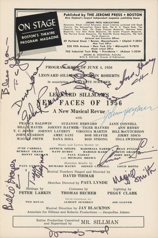 Smith, Maggie. (1934-1924) & Haymer, Johnny. & Hayes, Billie.& Haynes, Tiger. & Sani, Amru. & Connell, Jane.  & Jones, T. C. "Leonard Sillman's New Faces of 1956" - Signed Program, including the 22-year-old Maggie Smith!