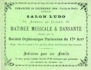 [Société Orphéonique Parisienne] Christmas Eve Matinée Ticket