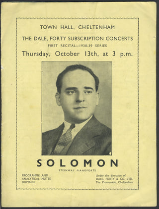 Solomon. (1902–1988) Two Concert Programs