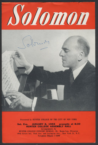 Solomon. (1902–1988) Signed Flyer with Concert Program