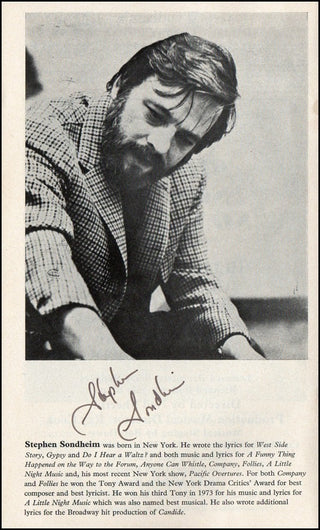 Sondheim, Stephen. (1930–2021) Signed Photograph