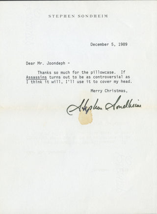 Sondheim, Stephen. (1930–2021) Group of Early Autograph Letters and Playbills