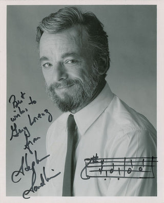 Sondheim, Stephen. (1930–2021) Signed Photograph with Autograph Musical Quotation from "Comedy Tonight"