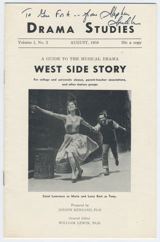 Sondheim, Stephen. (1930–2021) West Side Story - Signed "Drama Studies" Guide to the Musical