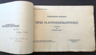 Sorabji, Kaikhosru Shapurji. (1892 - 1988) Opus Clavicembalisticum - SIGNED FIRST EDITION OF ONE OF THE LONGEST SOLO PIANO WORKS EVER COMPOSED