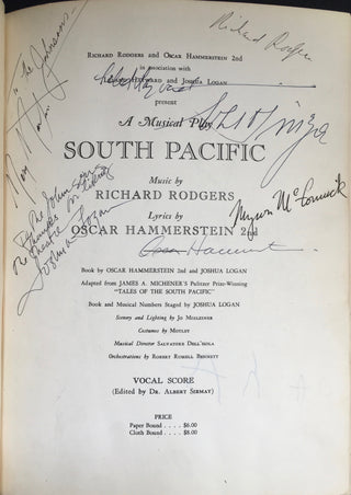 Rodgers, Richard. (1902-1979) & Hammerstein, Oscar. (1895-1960) South Pacific - Inscribed by Rodgers and Hammerstein, Mary Martin, Ezio Pinza, Joshua Logan, Leland Hayward and Myron McCormick